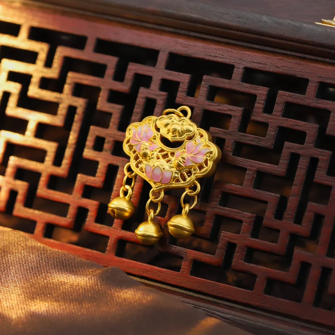 福满圆珠宝1 足金999投资金  锦鲤铃铛锁包配件（送合金链）