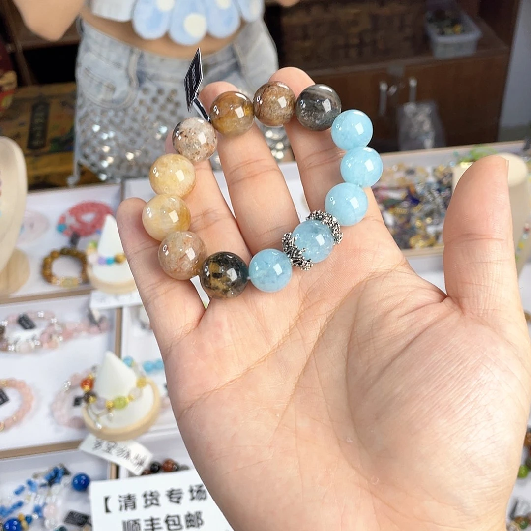 水晶手链银S925镀金镶嵌