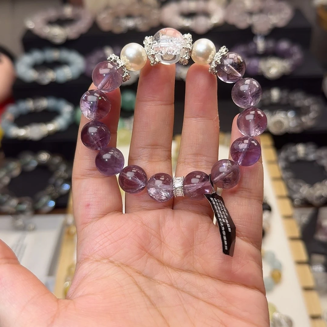 烟晶手链合金紫阿塞