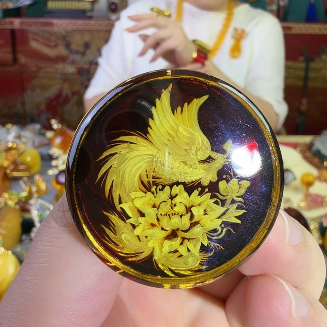 琥珀银S925镀金镶嵌戒指