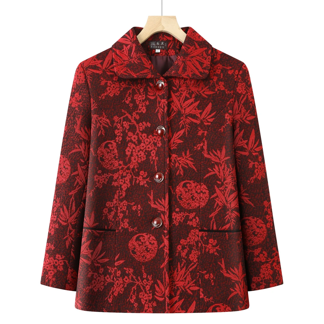 8232-新款春秋装国风洋气气质妈妈款提花式上衣中老年外套女【新】