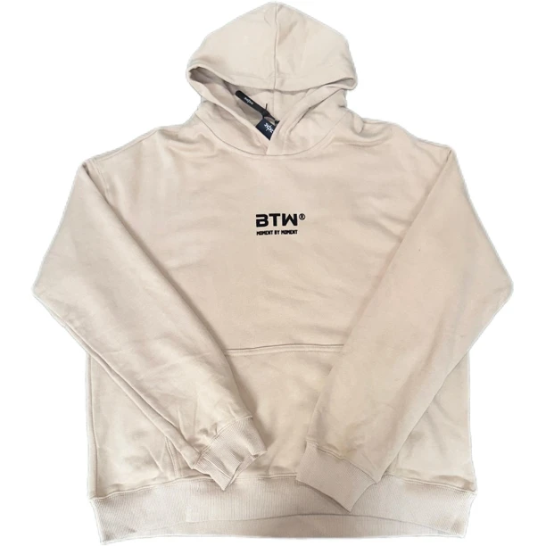 BTW加绒简约连帽宽松字母帽衫