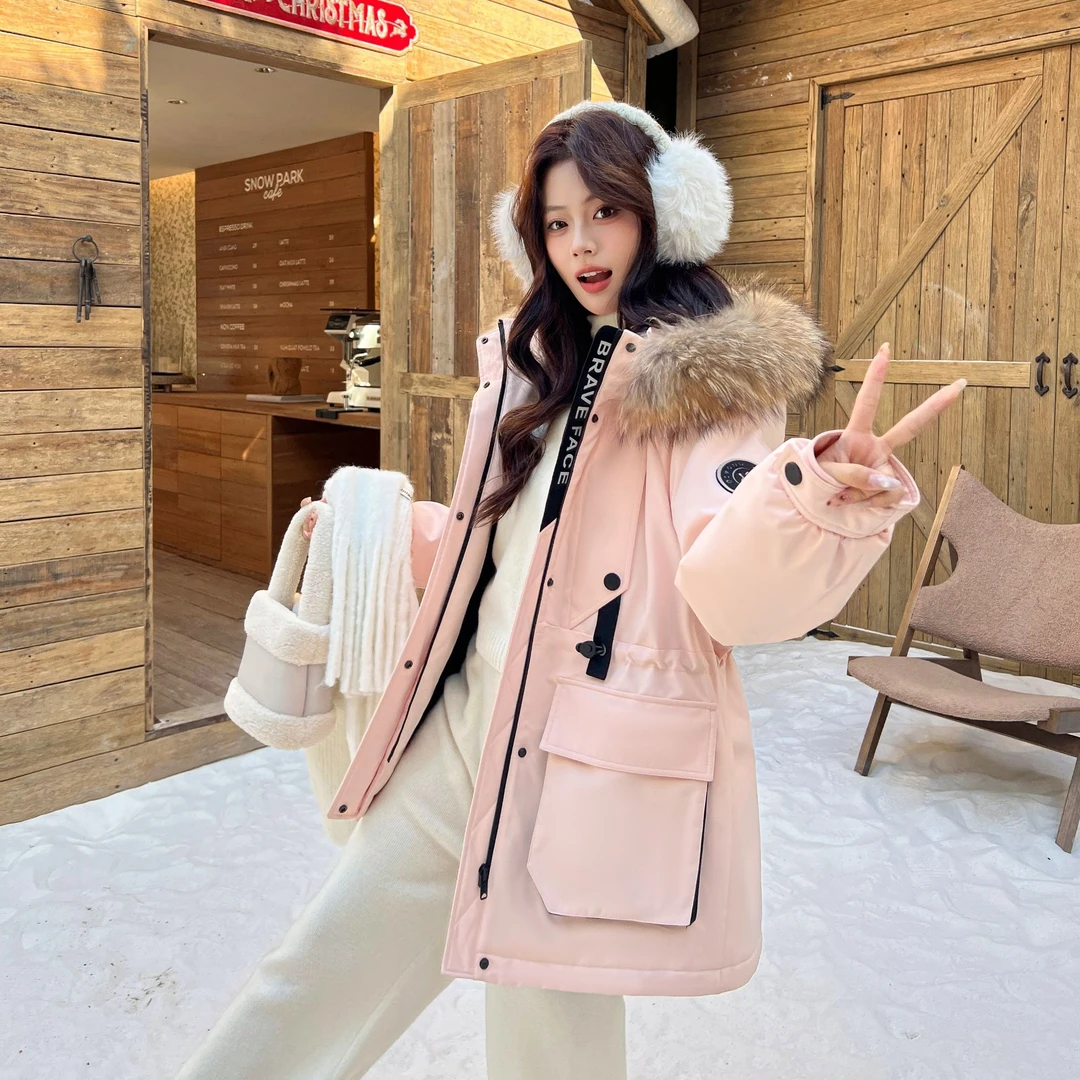 雪中飞2025新情侣款冬季中长款毛领工装户外保暖鸭绒潮流羽绒服