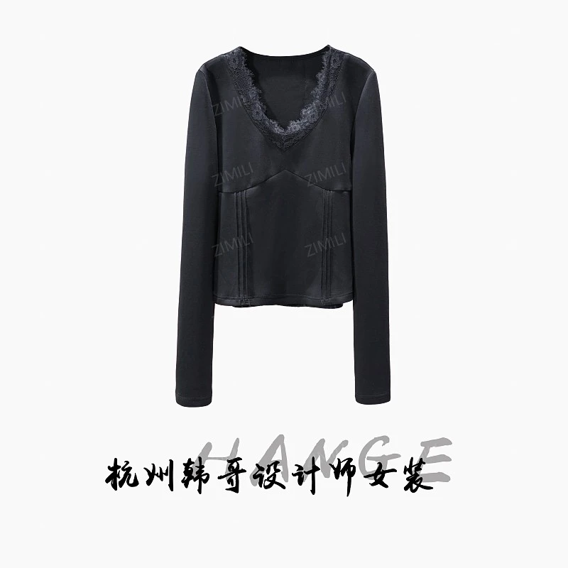 【韩哥女装】2025冬季加厚《星蕊系列》黑色高弹显瘦打底上衣26172-A5
