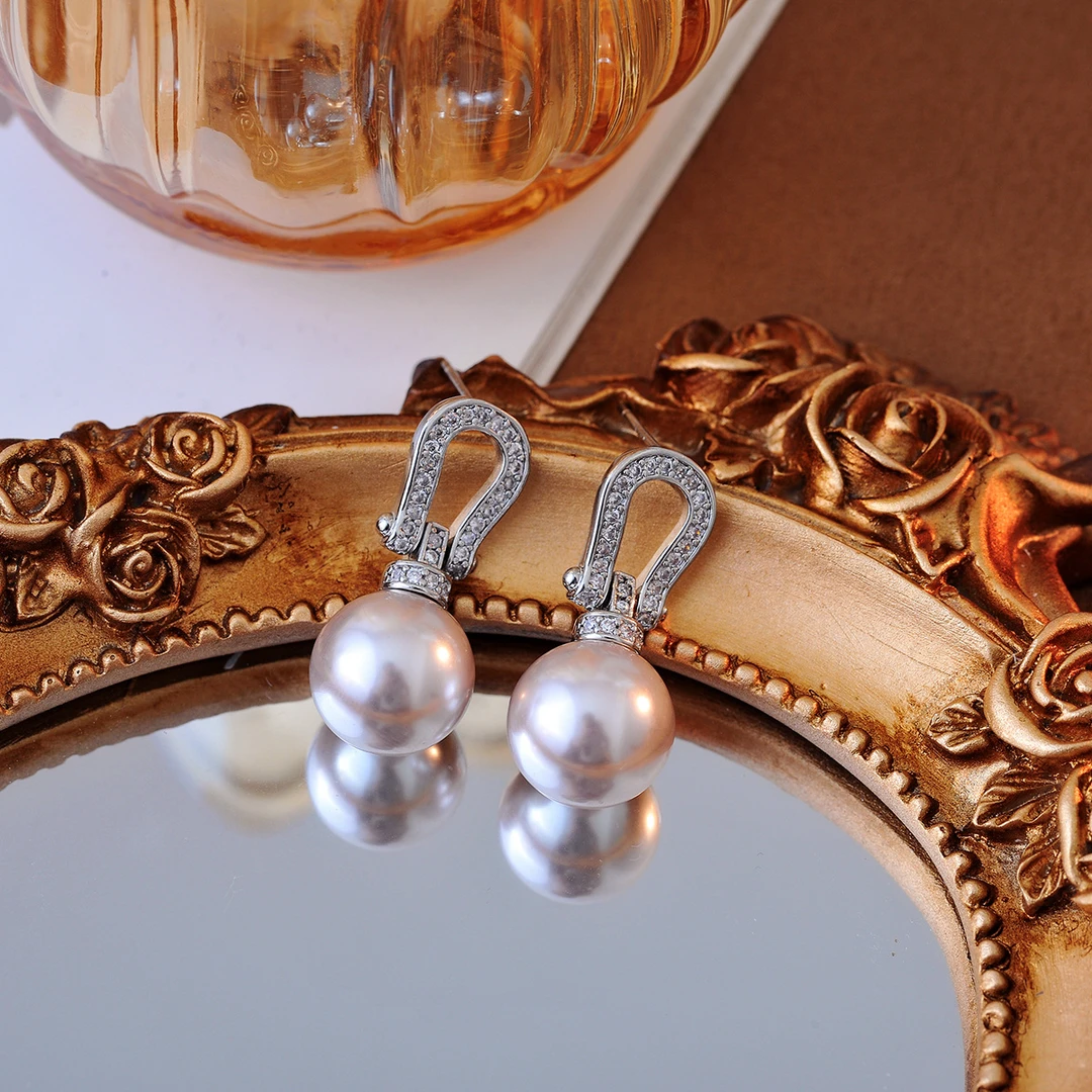 合金仿珍珠耳饰 925银针珠珠耳钉高级感气质耳饰女法式耳环A135