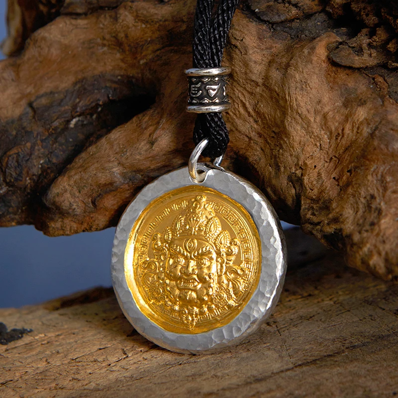 足银银制品 【35克-黄财神-贴金款】古法贴金手工黄财神999足银款