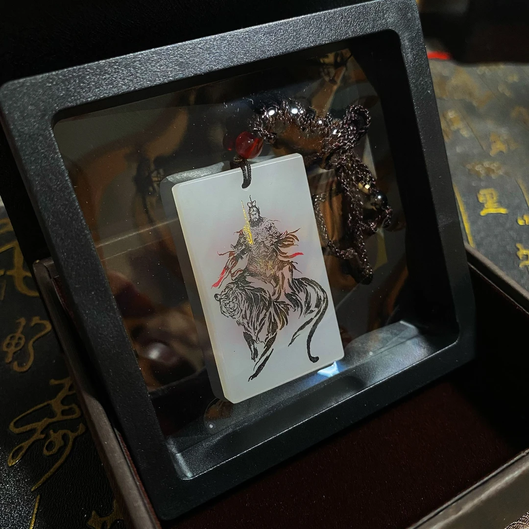 【泰山直发】玉石牌赵公明武财神讳字文创朱砂上色道系青年国风