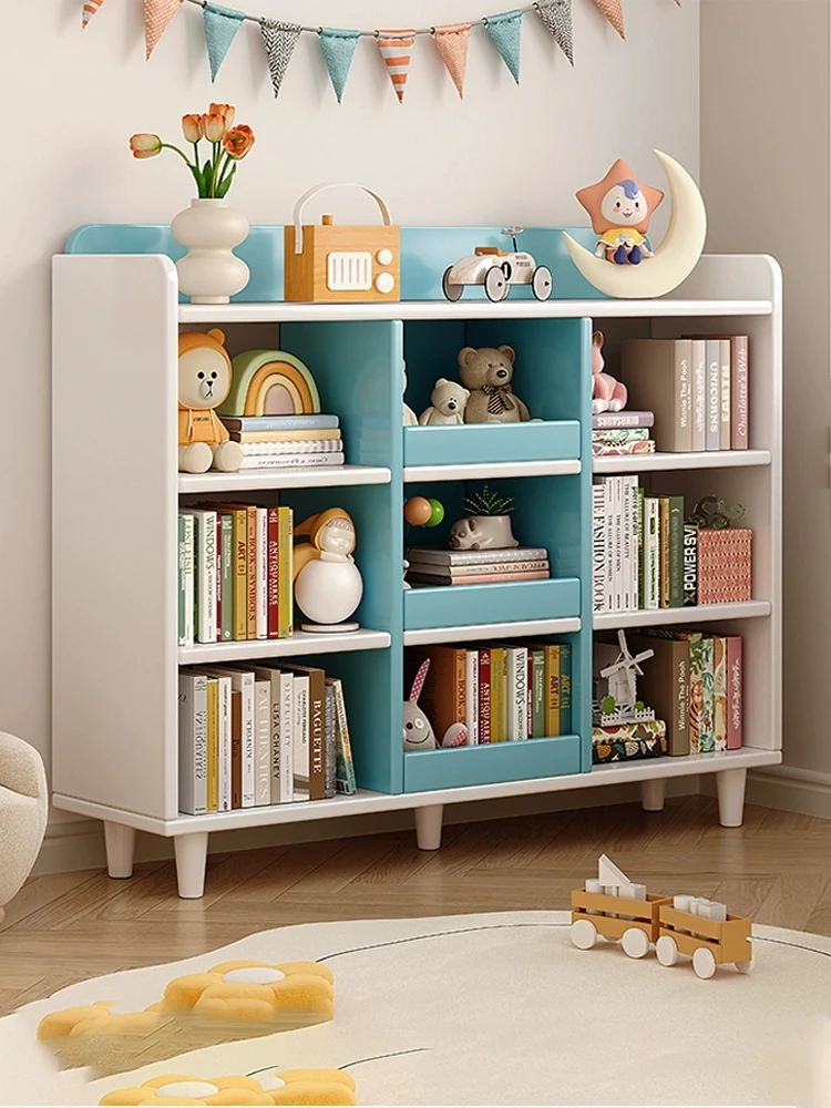 实木生态书架落地儿童阅读区置物架学生家用储物玩具收纳架矮书柜