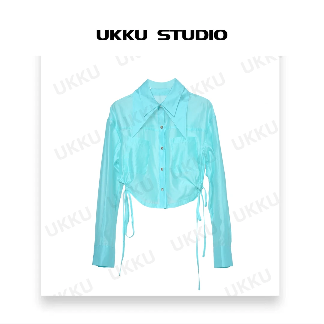 LILI【UKKU STUDIO】早秋季轻奢百搭设计气质长袖粉色衬衫212033