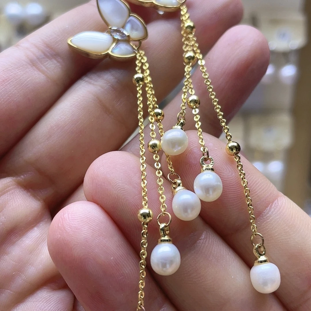 淡水珍珠耳饰银S925镶嵌