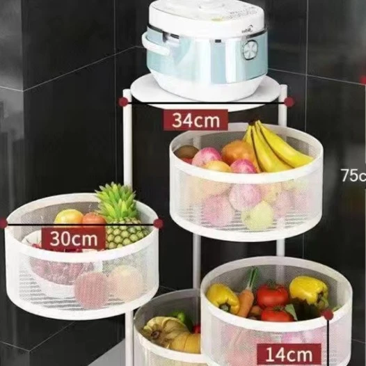 置物架圆形家用厨房多功能旋转置物架白色收纳架