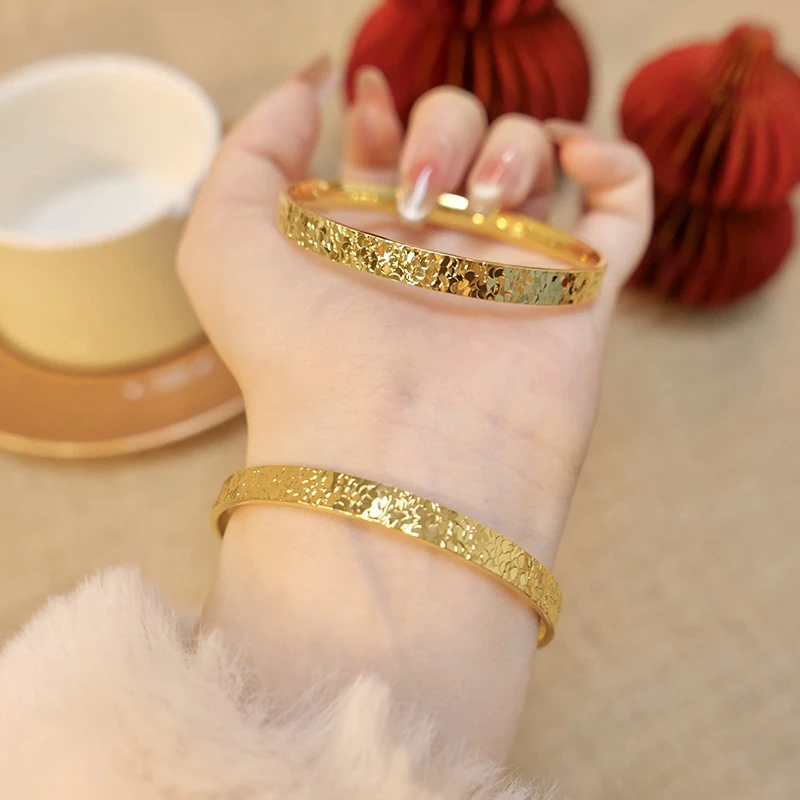 铜合金手镯 爆闪碎碎冰女铜合金久不掉色手环金店同款