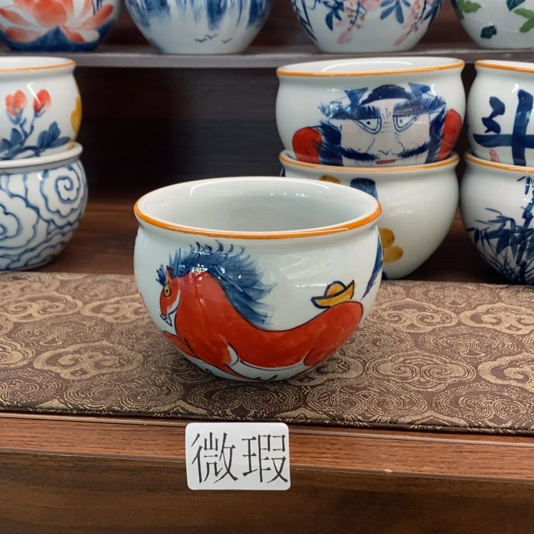 釉下彩老陶泥手工绘制