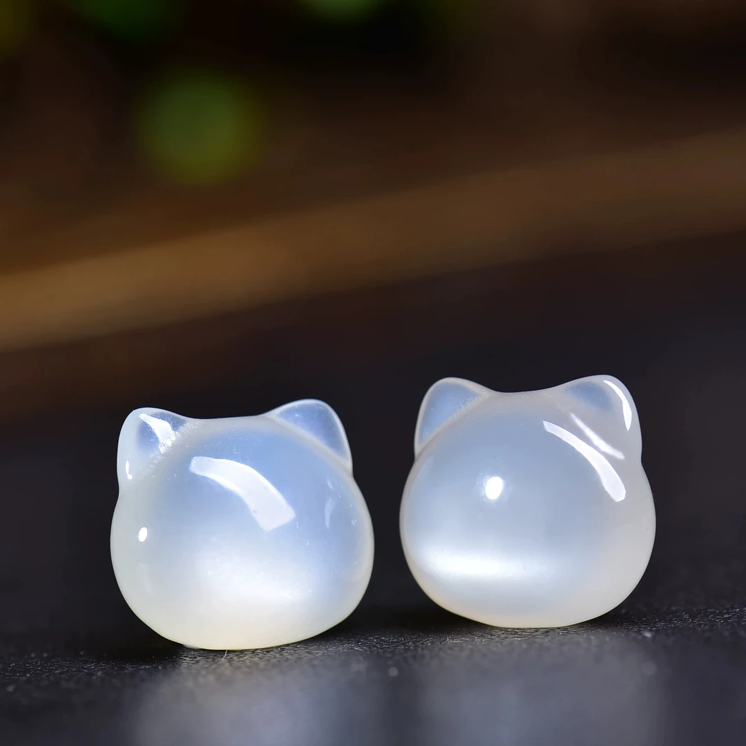 天然白月光猫咪可爱猫头无脸猫diy配饰手串锁骨链情侣闺蜜礼物
