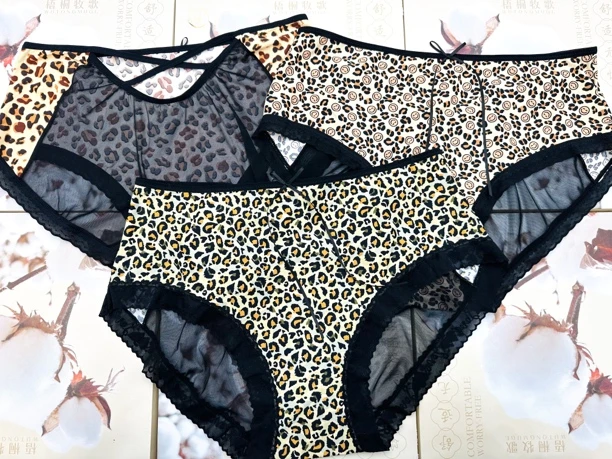 【园园专属】3条装 蕾丝性感豹纹内裤