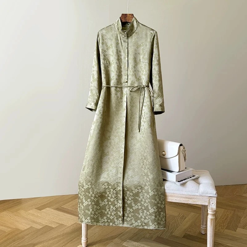 新中式复古盘扣真丝连衣裙夏季新款高端系带显瘦桑蚕丝裙子27