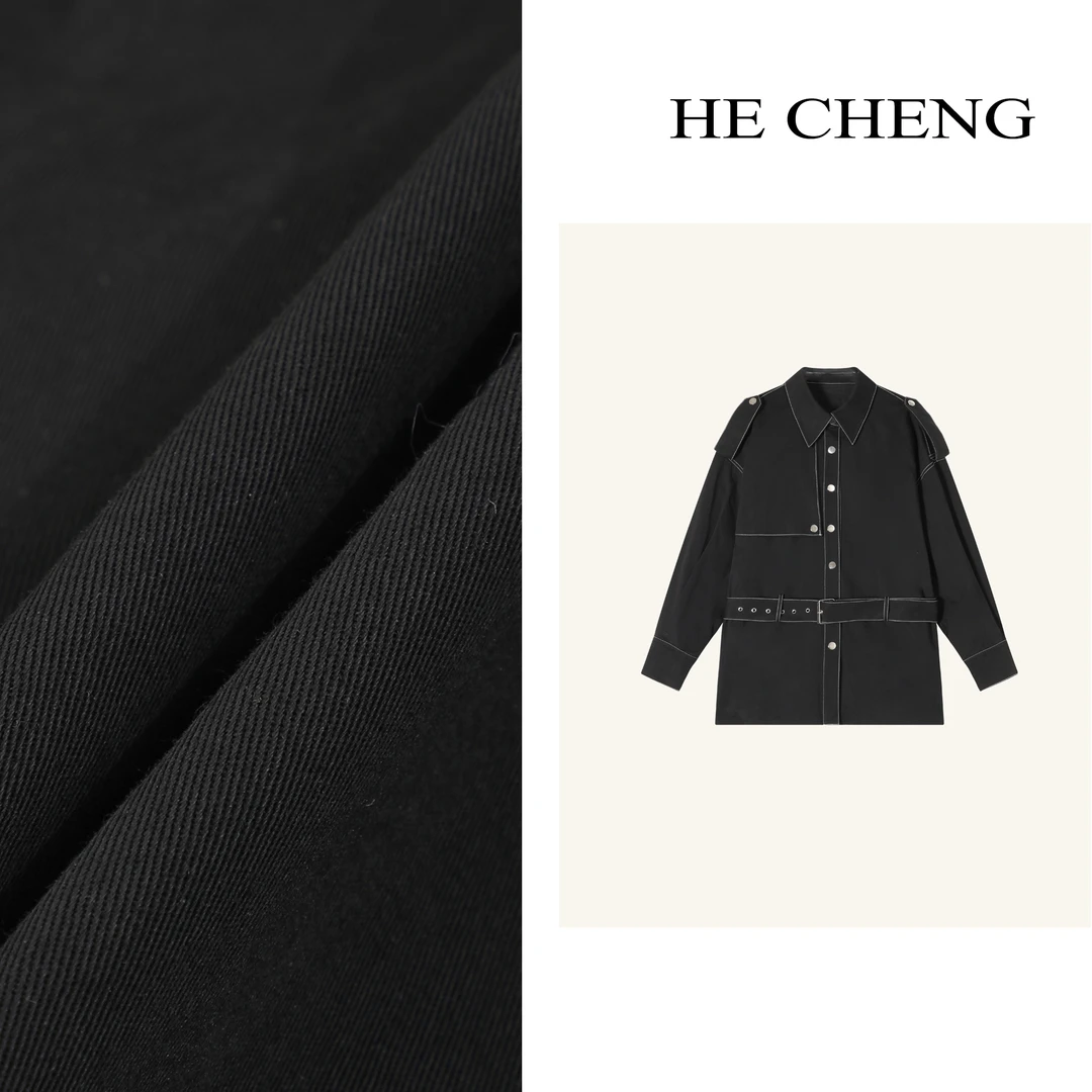 【禾呈】美复古polo领长袖风衣外套女2025年新设计感宽松上衣10165