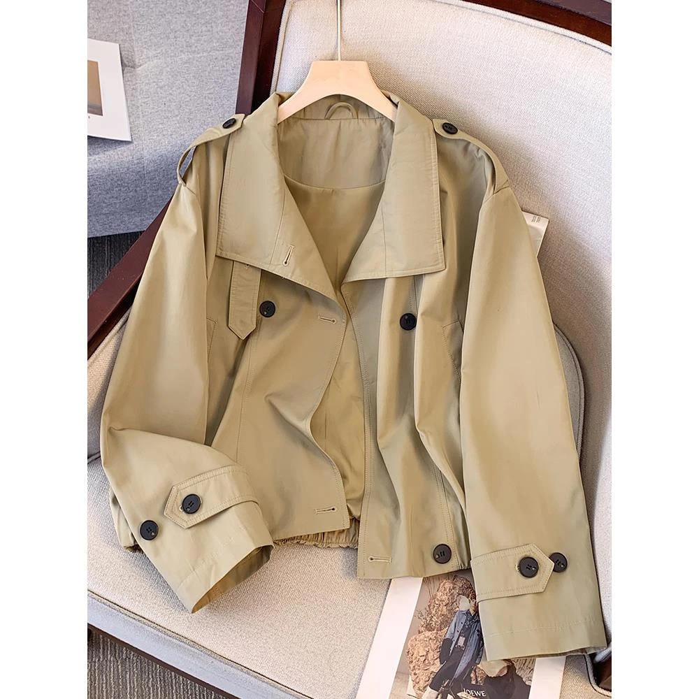卡其色立领短款风衣女款2025新款高级感超好看外套初春小个子夹克