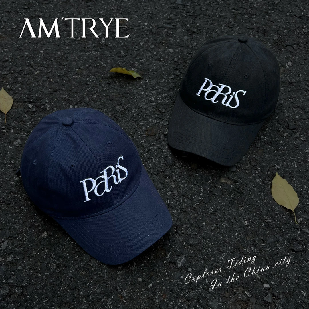 AMTRYE 韩版ins字母刺绣棒球帽男款春夏宽檐大脸显脸小鸭舌帽子潮