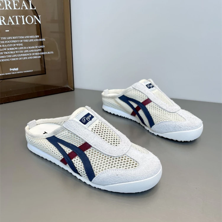 2025夏季新款镂空编织包头半拖鞋女一脚蹬懒人鞋防滑平底运动凉拖