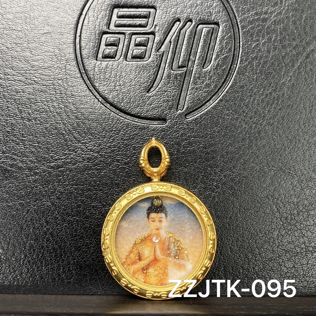 晶仰ZZJTK-095合十释迦精品小圆卡手工砂唐卡