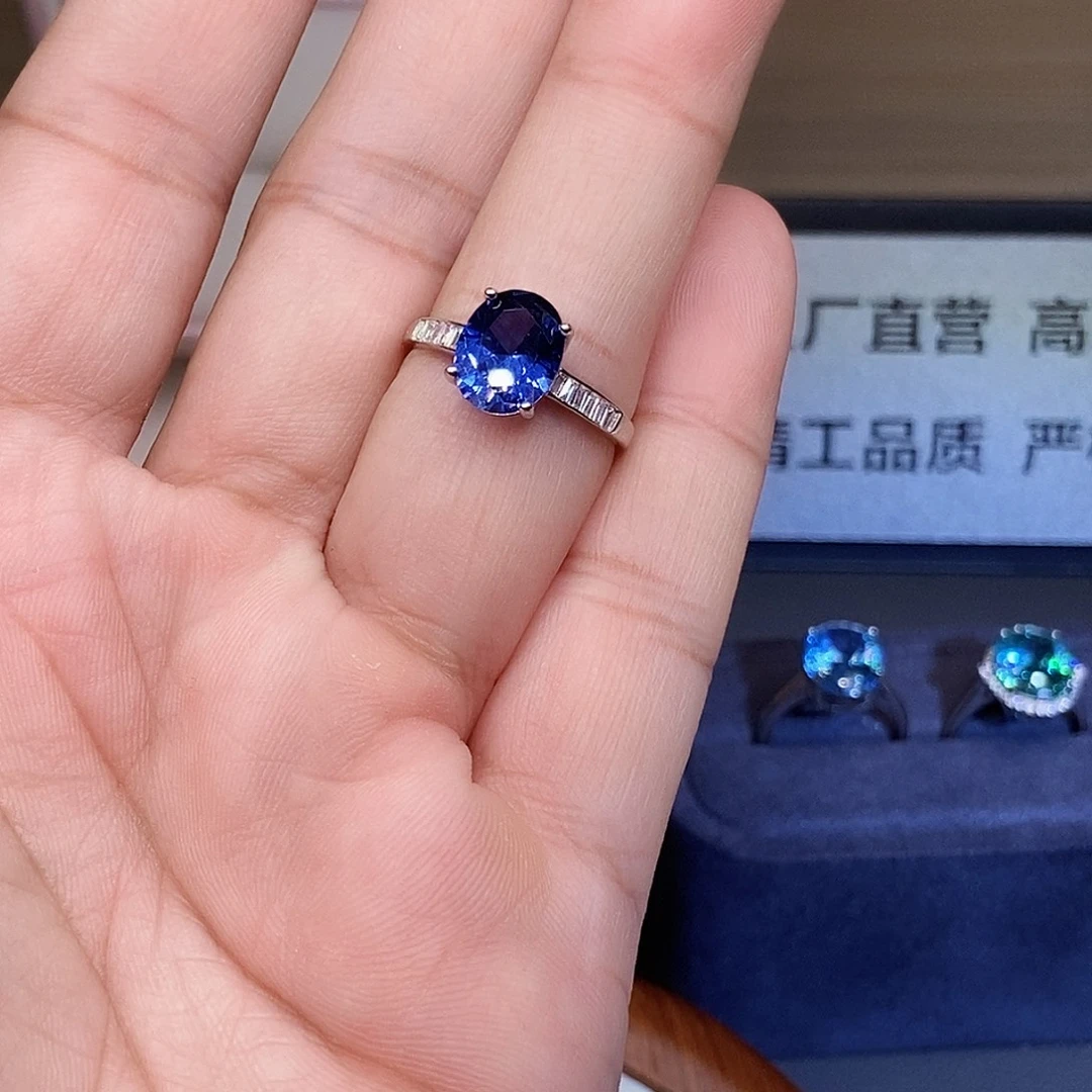 戒指蓝宝石14K金镶嵌