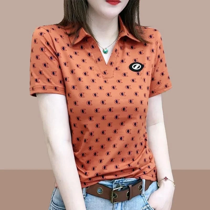 时尚潮流百搭洋气休闲装POLO衫女2025夏新款小个子高级气质体恤衫