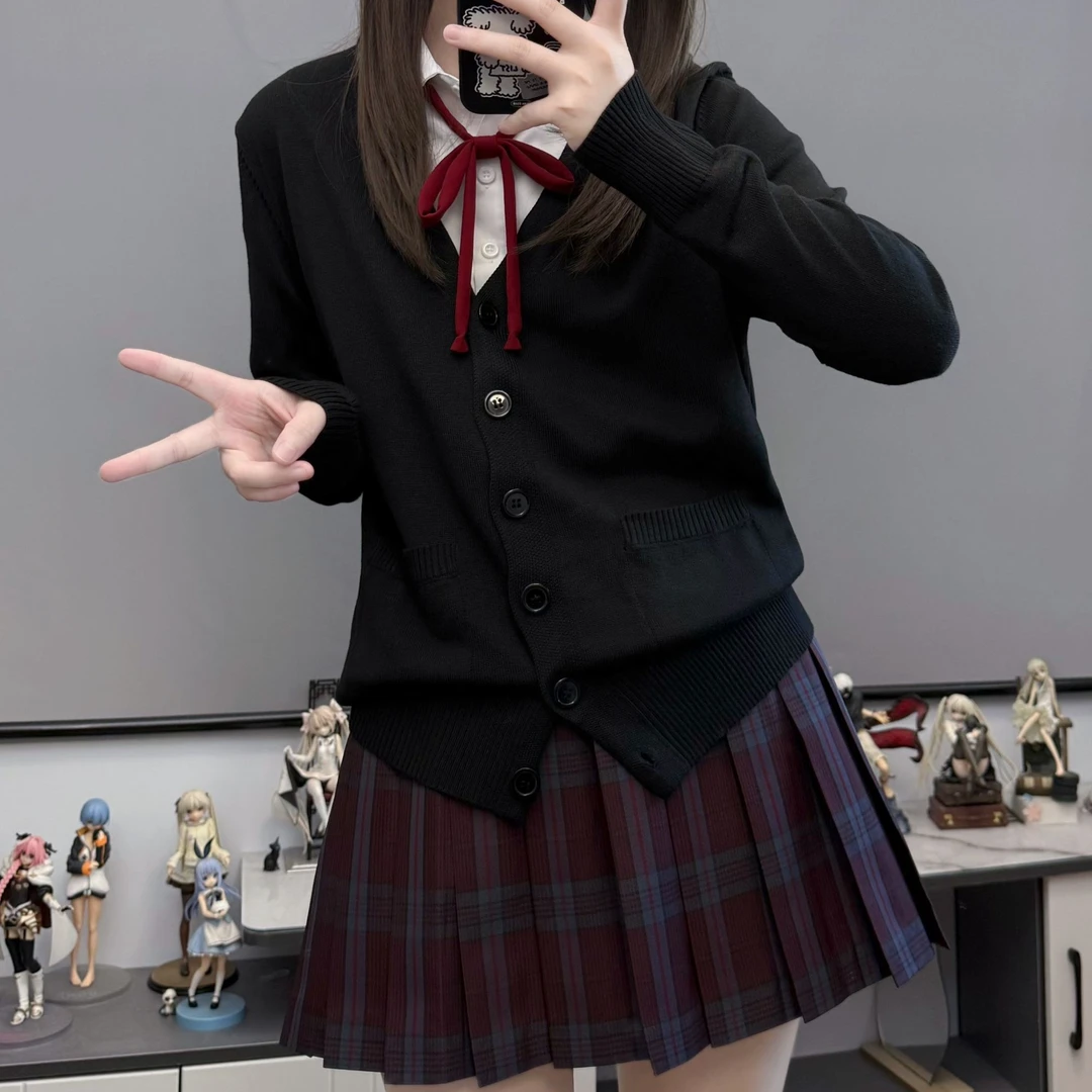 【开衫衬衫格裙套装】梨谱熊jk原创秋季JK制服套装开衫衬衫背心格裙