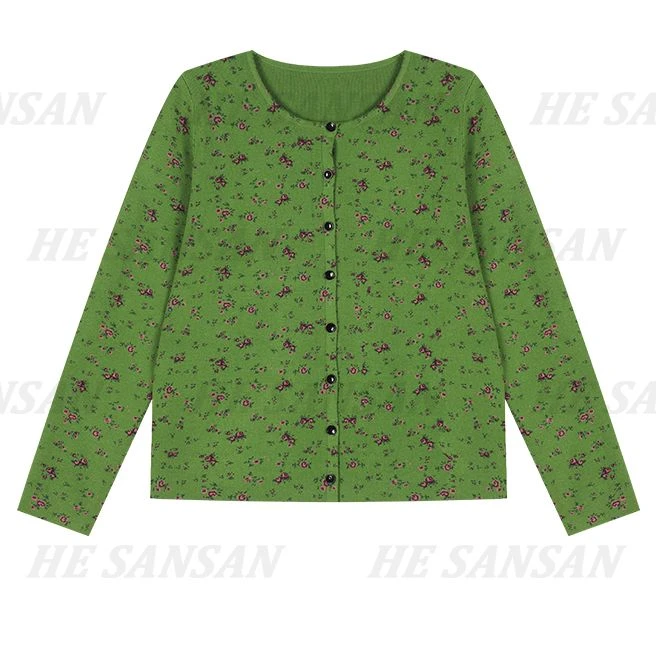 【SANSAN】气质休闲碎花时尚百搭长袖复古外套DY-1900