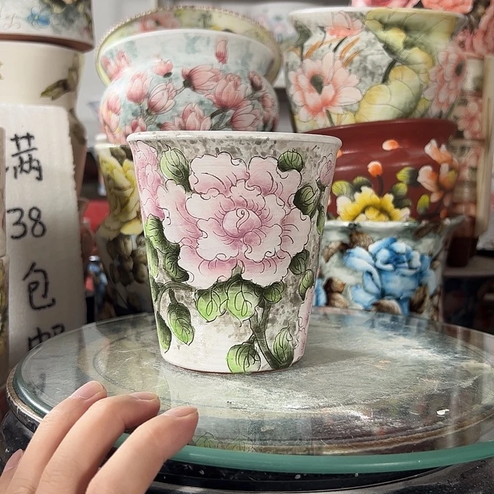 景德镇手绘花盆满38包邮偏远地区除外