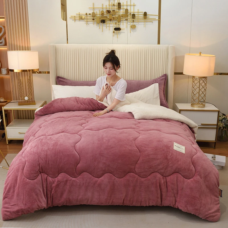 冬季羊羔绒被子牛奶绒冬被棉被加厚保暖被学生宿舍被被芯源头