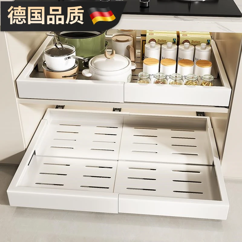 厨房多功能调料置物架下水槽抽屉伸缩拉篮橱柜内抽拉式锅具收纳架