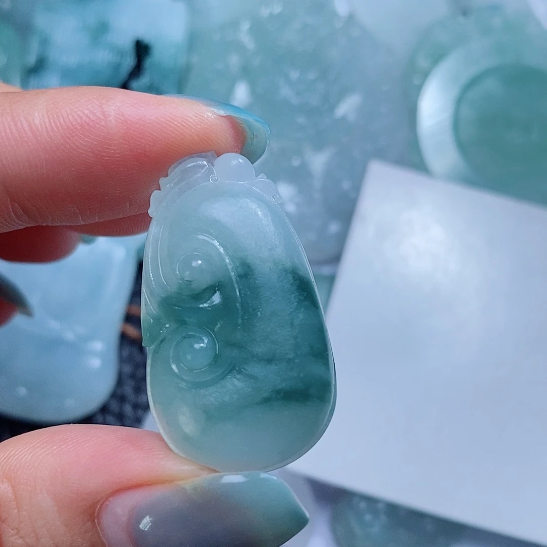 定制翡翠未镶嵌毛货付款后确认抛光