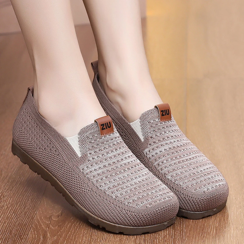 2025春季一脚蹬休闲风透气单鞋薄款浅口通勤拼色网面鞋