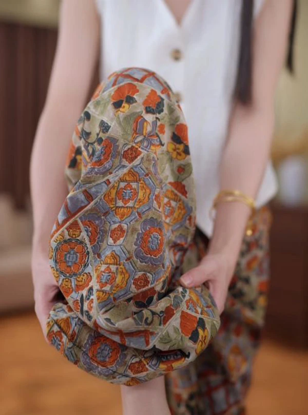 【高贵气质】夏季新款新中式时尚气质轻薄舒适垂感休闲印花长裤G