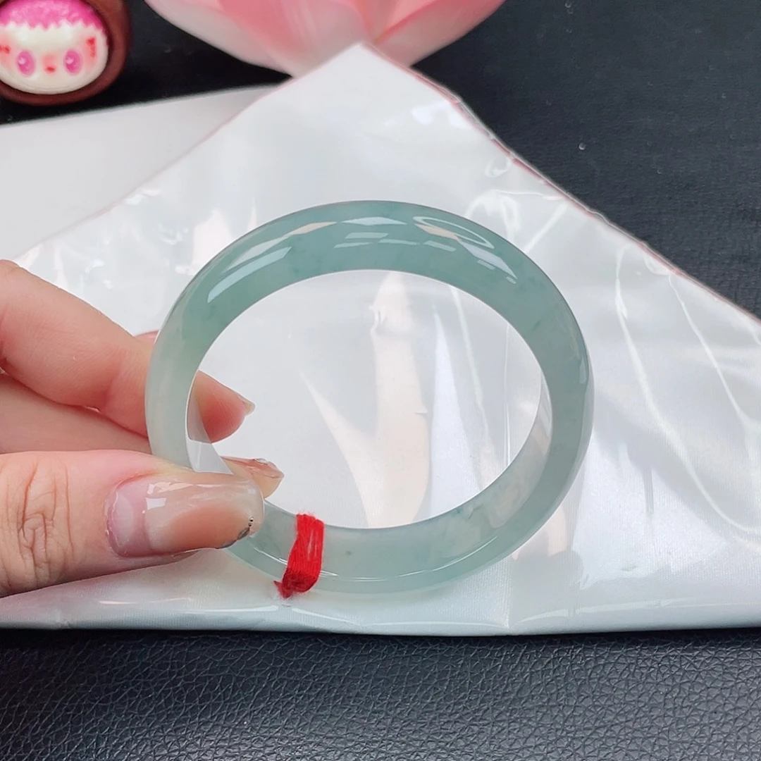 翡翠未镶嵌手镯58正圈蓝钢飘花