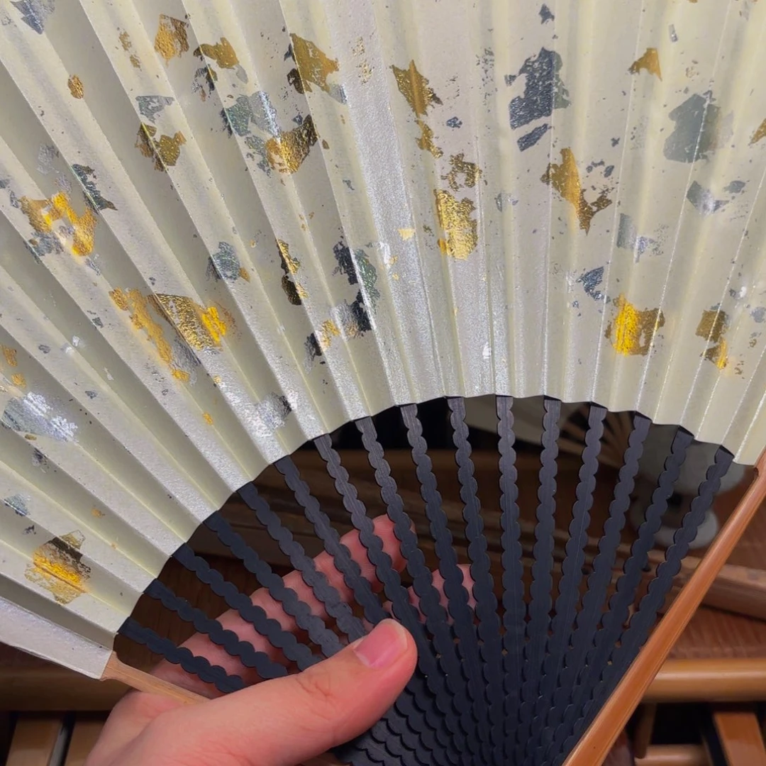 扇子白撒金龙鳞老川料158