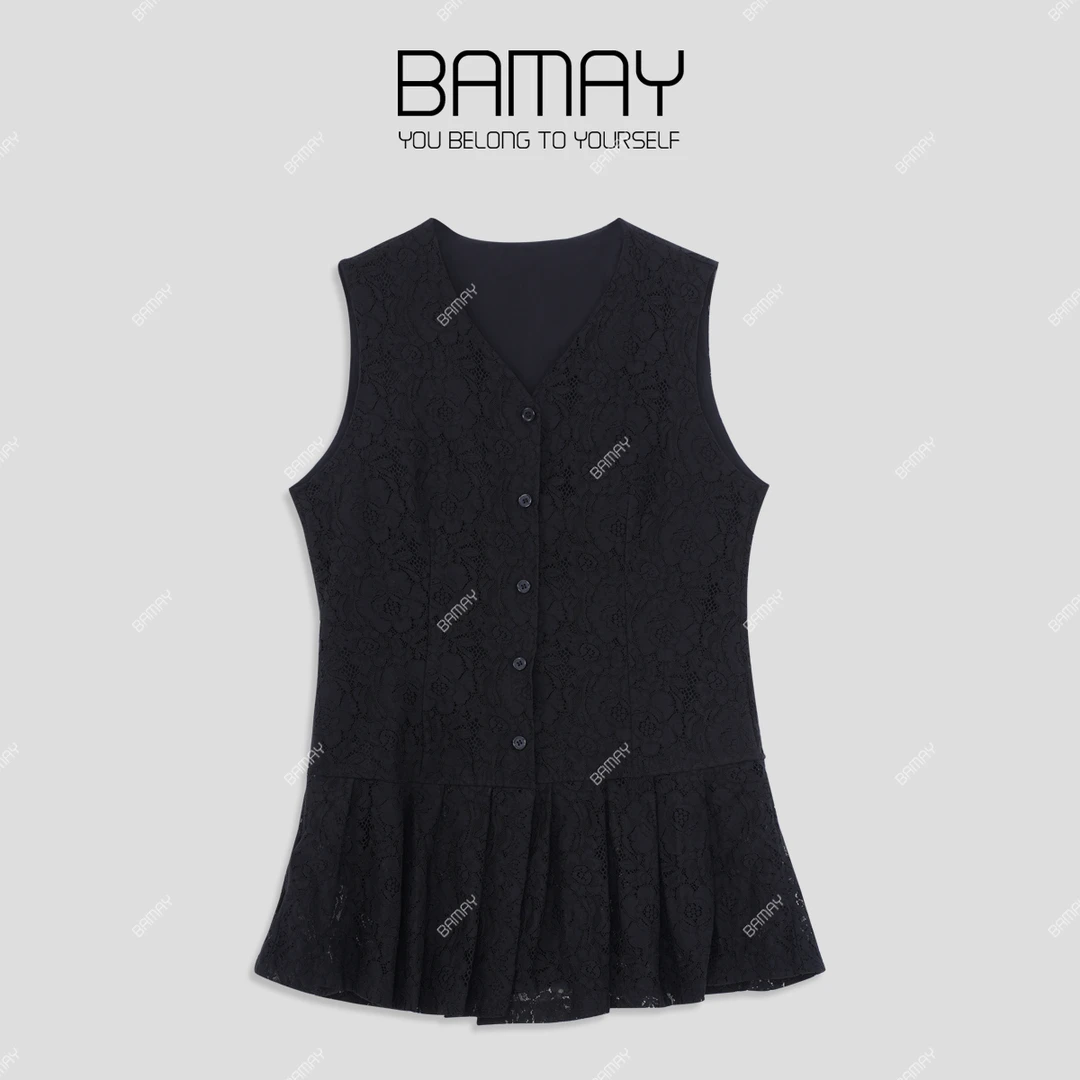 【BAMAY】2025春季上新气质V领无袖上衣BM251LY007CM