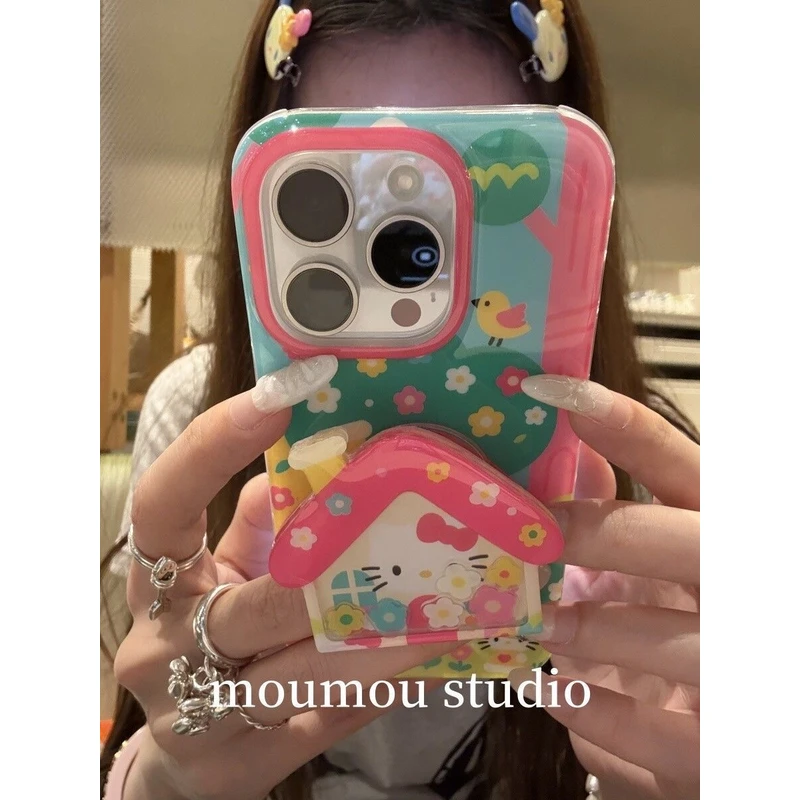 房屋花园kt猫适用16Promax手机壳15保护套14PLUS小众13大孔12防摔