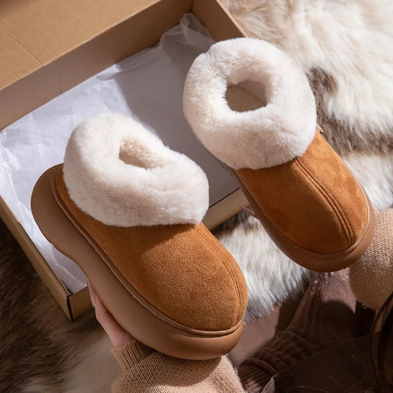 元族【全额运补】板栗大头棉鞋女加绒加厚eva鞋底增高4.5cm防滑棉