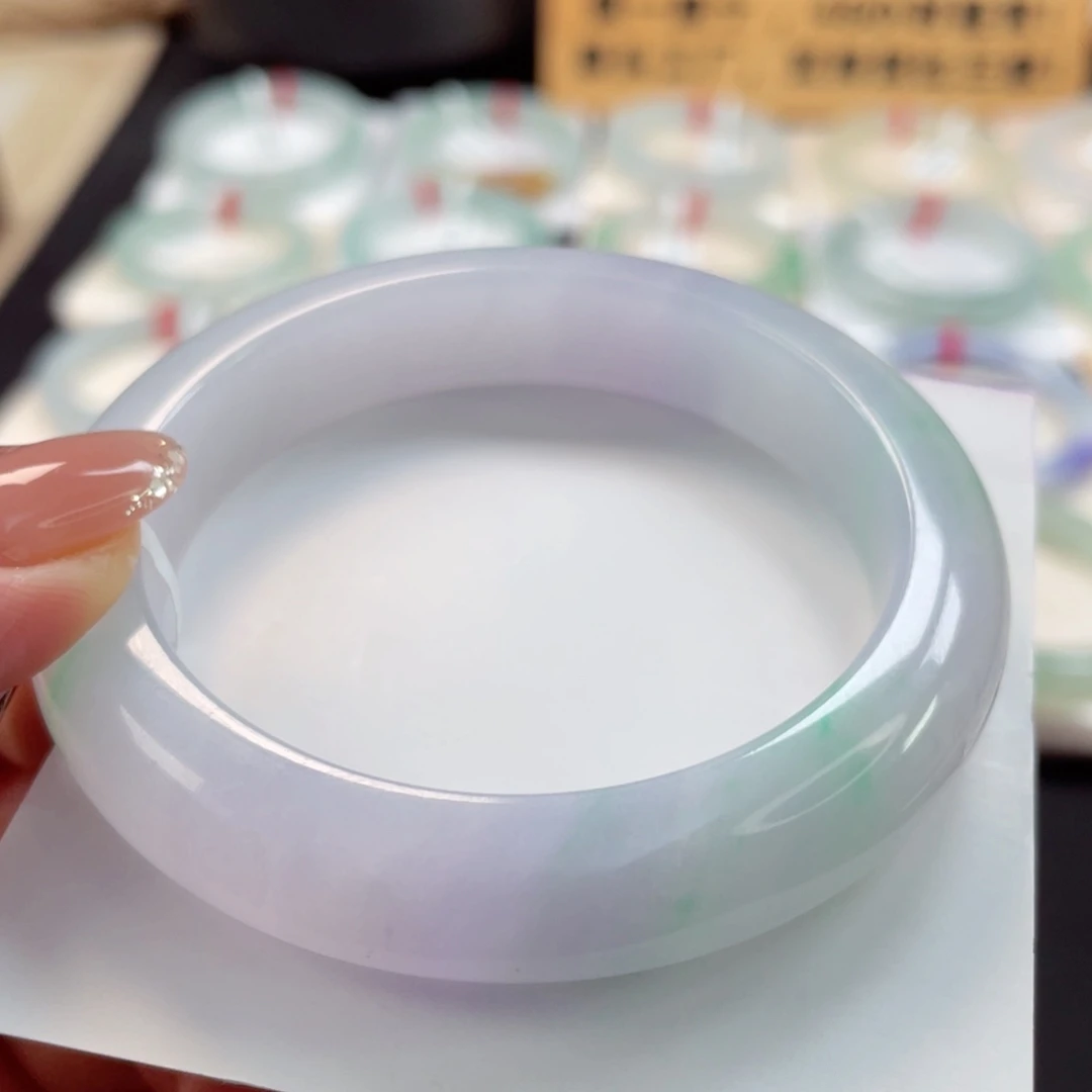 未镶嵌手镯翡翠19号胶底梦幻春彩正圈捡漏
