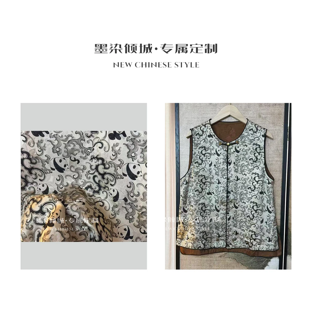 熊猫云纹·马甲-高定小众轻奢款熊文祥云纹国风背心马甲