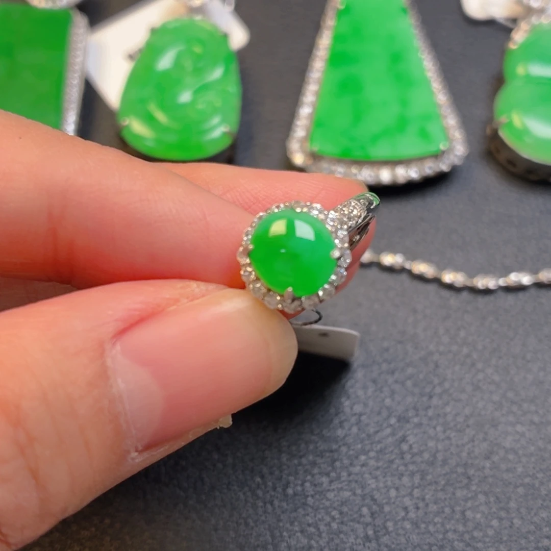 翡翠银S925镶嵌吊坠(不含链)戒指