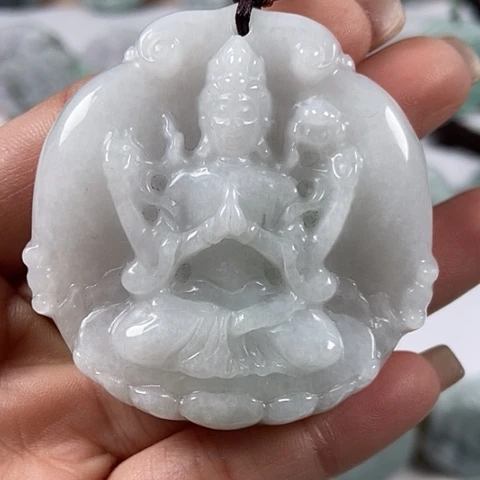 翡翠颈饰未镶嵌千手观音福利