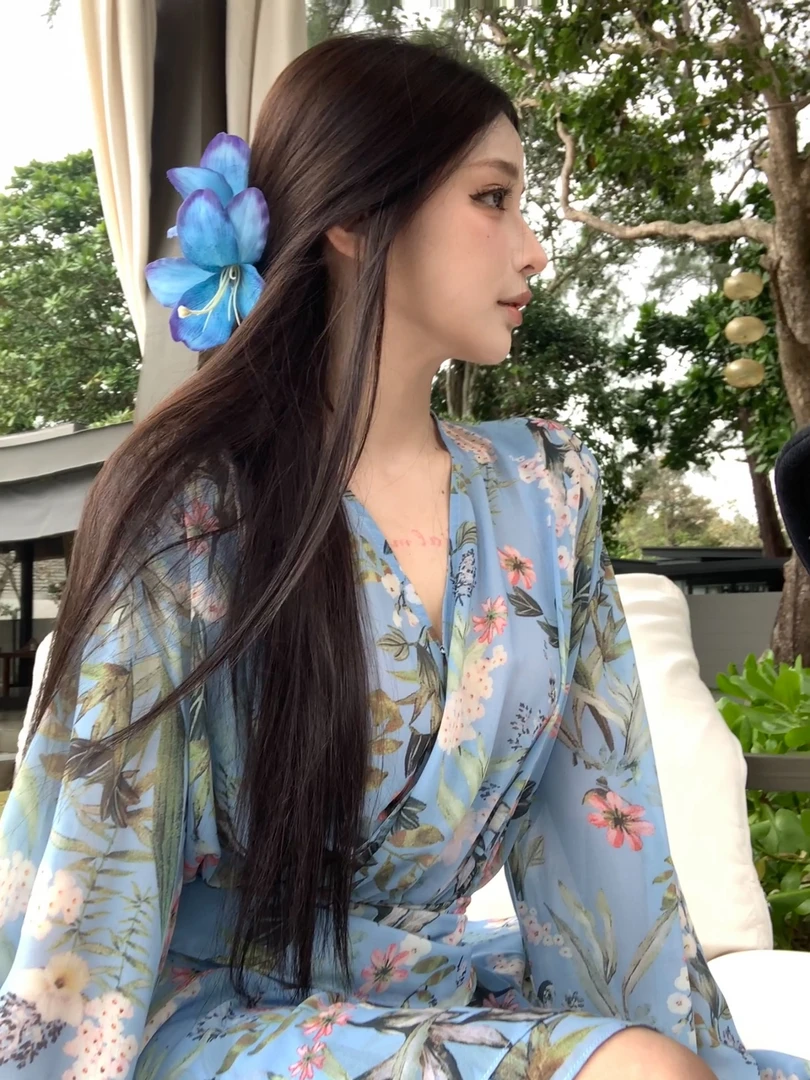 伍美丽meili 超仙百合花抓夹！氛围感气质发夹半扎发鲨鱼夹发卡