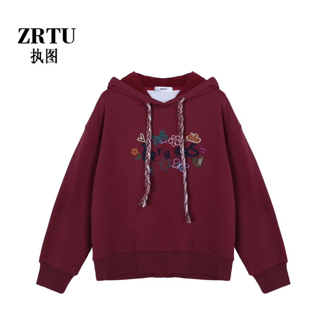RTU执图秋季新款连帽设计师卫衣刺绣上衣ZR1515