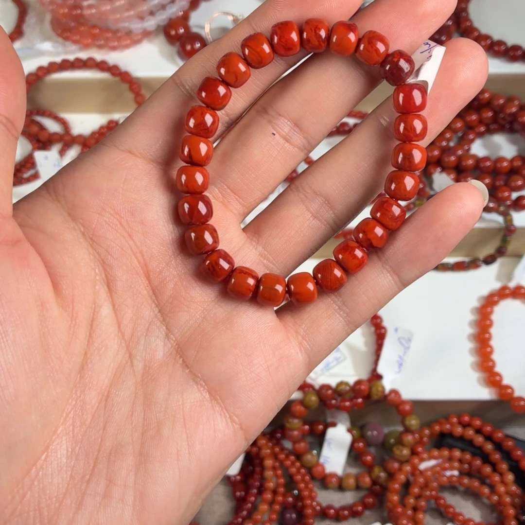 南红玛瑙合金手链全品火焰纹满肉