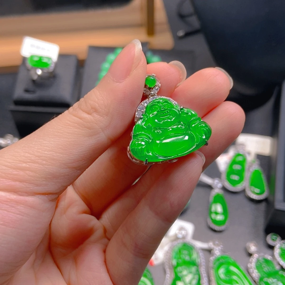 翡翠银S925镶嵌吊坠(不含链)