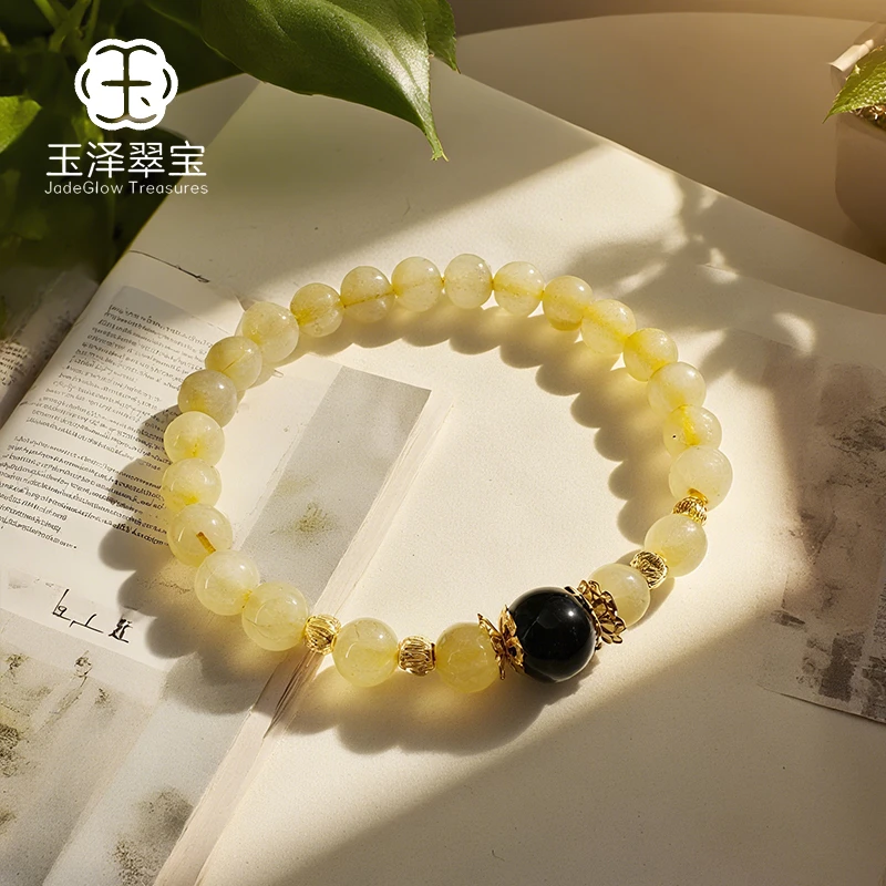 天然金发晶7mm绿幽灵9mm聚宝盆招财旺财简约百搭水晶手串