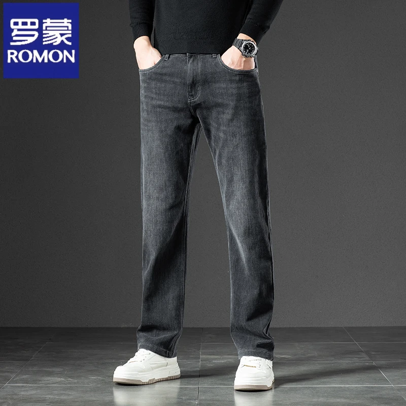 罗蒙2025夏季潮流牛仔裤男士直筒宽松休闲修身潮牌款弹力长裤子男
